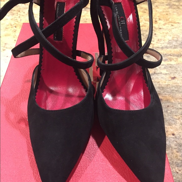 NWT Carolina Herrera black suede heels sz 40 - Picture 2 of 7